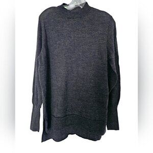 Badgley Mischka 100% Merino  Wool Large Charcoal Grey Mock Neck Sweater